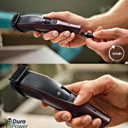 Philips BT1230/15, Small but Powerful Beard Trimmer with Stainless Steel Blades, USB Charging, with 30 Minutes Cordless Use, Black