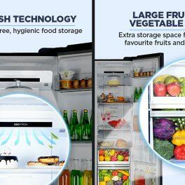 Haier HRT-683GK, 598 Litre Side by Side Refrigerator with Expert Inverter Technology and Digital Control Panel, Graphite Black