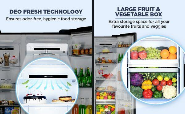 Haier HRT-683GK, 598 Litre Side by Side Refrigerator with Expert Inverter Technology and Digital Control Panel, Graphite Black