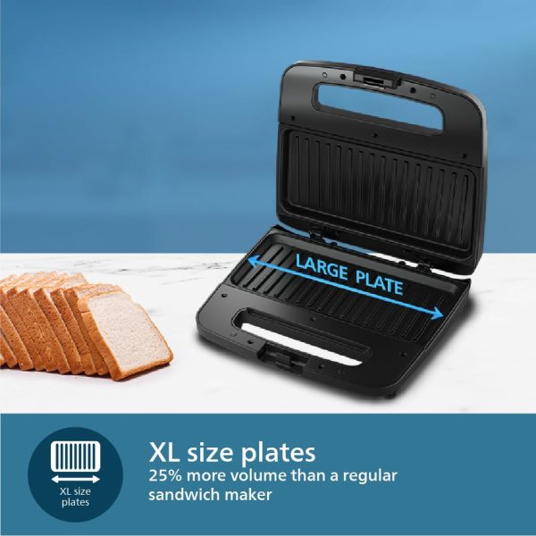 Philips HD2289/00, Panini Sandwich Maker with Non-Stick Plates, Light Indicator and Uniform Heat Dispersion, Black