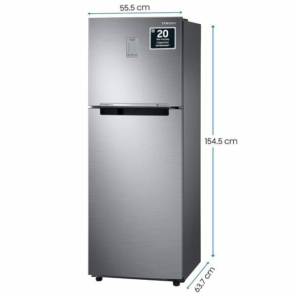 Samsung 236L 3 Star Double Door Refrigerator (RT28C3733SL, Clean Steel)