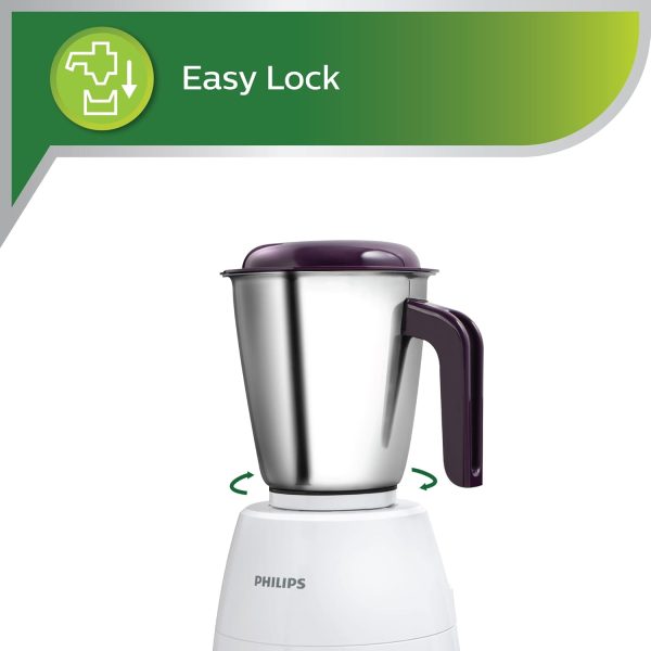 Philips HL7505/00, 500 Watt 3 Jar Mixer Grinder with Leak Proof and Spill Proof Jars, Easy Locking system, White