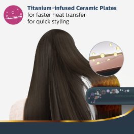 Philips BHS397, Hair Straightening Brush with Silk Protect Technology, Keratin Infused Cermaic Coating, 190 Degree and 210 Degree Temperature Setting with 1.6 Metre Cord, Violet