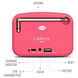 Saregama Carvaan Hindi Mini 2.0, Coral-Pink