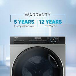 Haier HW80-IM12929CS3, 8 KG 1200 RPM Fully Automatic Frontload Machine with Inverter Motor, 525MM Super Drum and 12 Year Motor Warranty, Grey