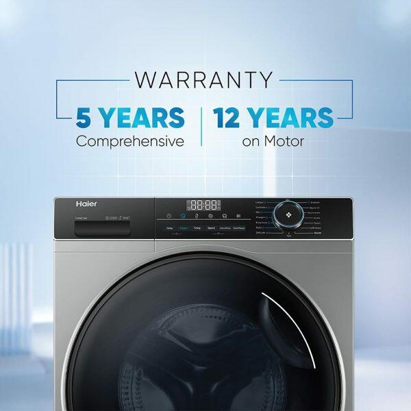 Haier HW80-IM12929CS3, 8 KG 1200 RPM Fully Automatic Frontload Machine with Inverter Motor, 525MM Super Drum and 12 Year Motor Warranty, Grey