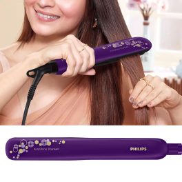 Philips BHS397, Hair Straightening Brush with Silk Protect Technology, Keratin Infused Cermaic Coating, 190 Degree and 210 Degree Temperature Setting with 1.6 Metre Cord, Violet