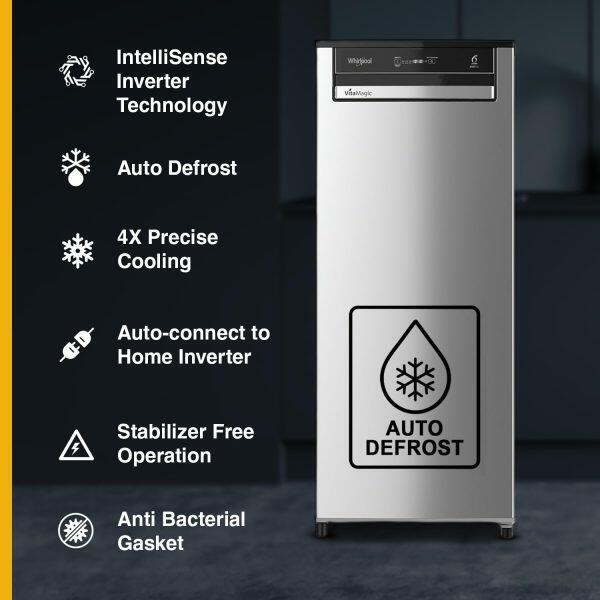 Whirlpool 215 VMPRO PRM 3S, 192 L 3 Star Vitamgic Pro Inverter Direct-Cool Single Door Refrigerator , Auto Defrost Technology, Alpha Steel