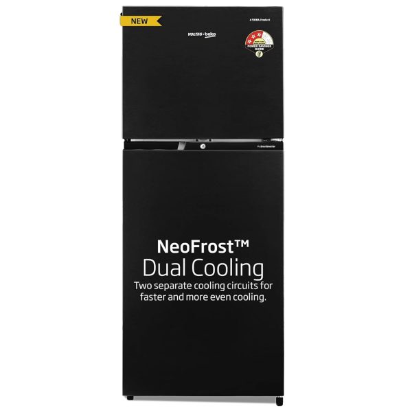 Voltas Beko RFF270C/WPXBR0I00, 230 Litre 3 Star Double Door Refrigerator with Pro Smart Inverter Compressor, Big Vegetable Box with Crisper and Neo Frost Dual Cooling, Wooden Black