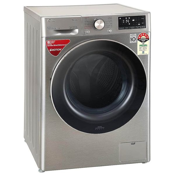 LG FHV1409ZWP, 9 KG 1400 RPM Fully Automatic Front Load Machine with AI Direct Drive Motor, Steam, Smart Diagnostics, Platinum Silver