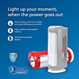 Philips Helio, Multi Functional Rechargable LED Lantern with 3 Lighting Modes and Dimmability Brightness Control, White
