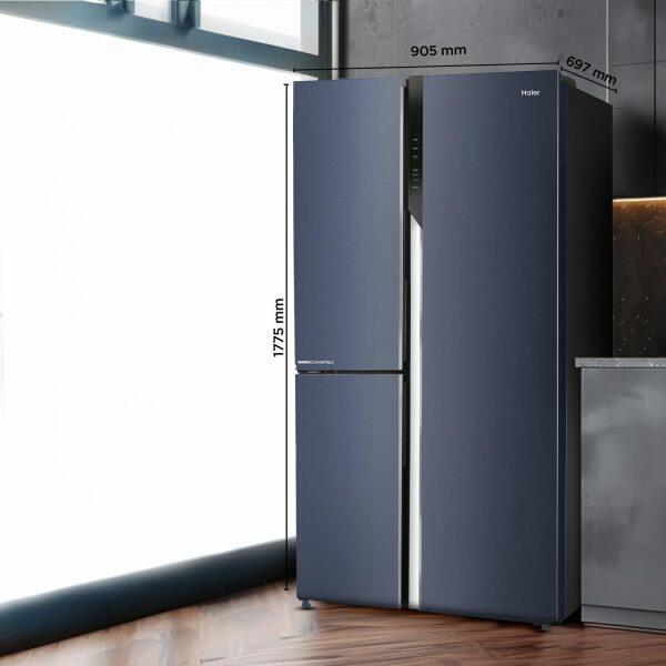 Haier HRT-683GK, 598 Litre Side by Side Refrigerator with Expert Inverter Technology and Digital Control Panel, Graphite Black