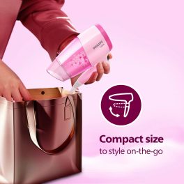 Philips BHC017/00, 1200 Watt Hair Dryer with 3 drying Setting, Thermoprotect temperature Setting and foldable handle, Cherry Pink