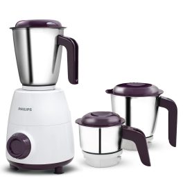 Philips HL7505/00, 500 Watt 3 Jar Mixer Grinder with Leak Proof and Spill Proof Jars, Easy Locking system, White