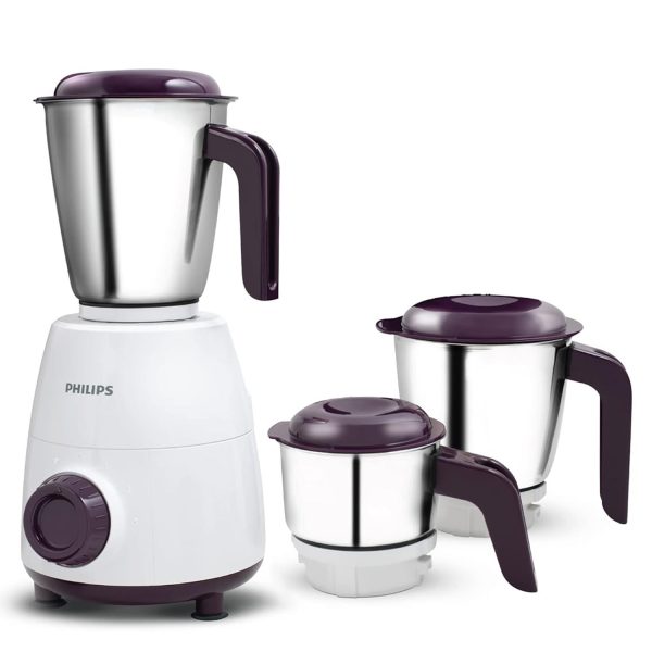Philips HL7505/00, 500 Watt 3 Jar Mixer Grinder with Leak Proof and Spill Proof Jars, Easy Locking system, White