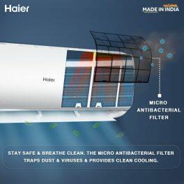 Haier HS18T-TQS2BE 1.5 Ton 2 Star Non-Inverter AC with Anti Bacterial Filter 20 Metre Air Throw, White
