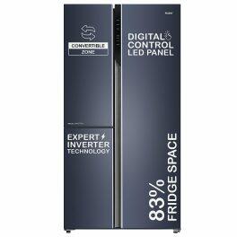 Haier HRT-683GK, 598 Litre Side by Side Refrigerator with Expert Inverter Technology and Digital Control Panel, Graphite Black