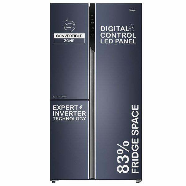 Haier HRT-683GK, 598 Litre Side by Side Refrigerator with Expert Inverter Technology and Digital Control Panel, Graphite Black