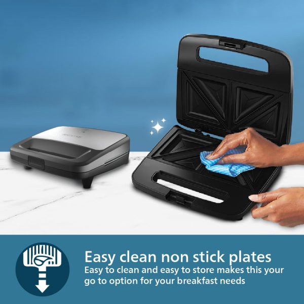 Philips HD2288, XL Sized Plate Sandwich Maker with Light Indicator and Uniform Heat Dispersion, Black