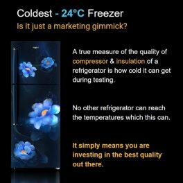 Whirlpool NEOSP278PRM, 235L 2 Star Double Door Refrigerator, 10 Years Warranty on Compressor, Sapphire Peony
