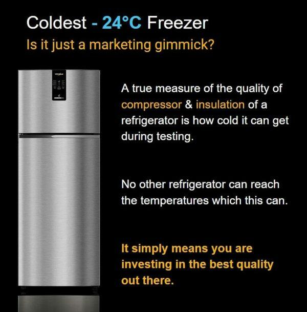 Whirlpool IFPROINVCNV278, 235L 2 Star Intellifresh Pro Convertible Frost Free Double-Door Refrigerator, 10 Years Warranty on Compressor, ILLUSIA STEEL
