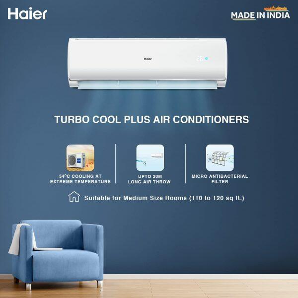 Haier HS12T-TQS2BES 1 Ton 2 Star Non-Inverter AC with Anti Bacterial Filter, White