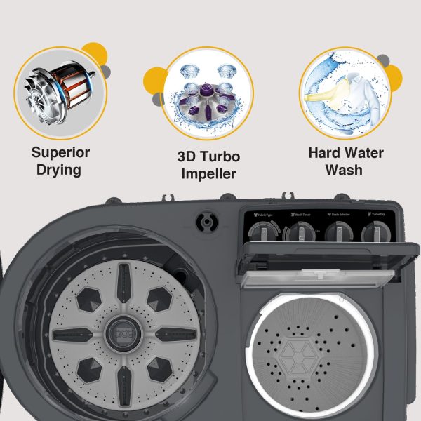 Whirlpool 11KG Semi-Automatic Machine (ACE XL 11, Graphite Grey)