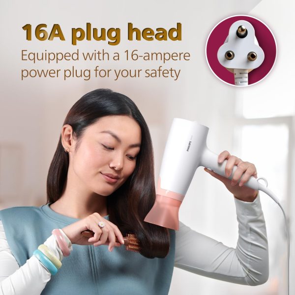 Philips BHD308/30, 1600 Watt Hair Dryer with 3 drying Setting, Thermoprotect temperature Setting and foldable handle, White