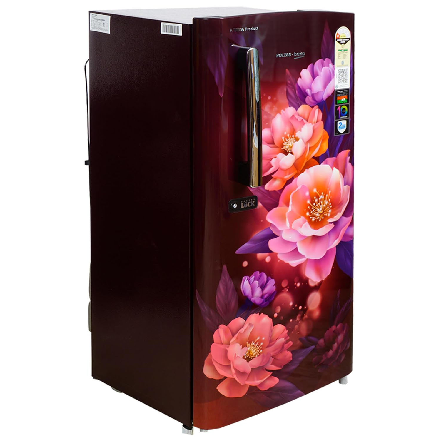 Voltas Beko 175 Litre 1 Star Single Door Refrigerator with Fresh Box and Stabilizer Free Operation, Peony Wine, RDC208E/SOPWE Voltas Beko 175 Litre 1 Star Single Door Refrigerator with Fresh Box and Stabilizer Free Operation, Peony Wine, RDC208E/SOPWE