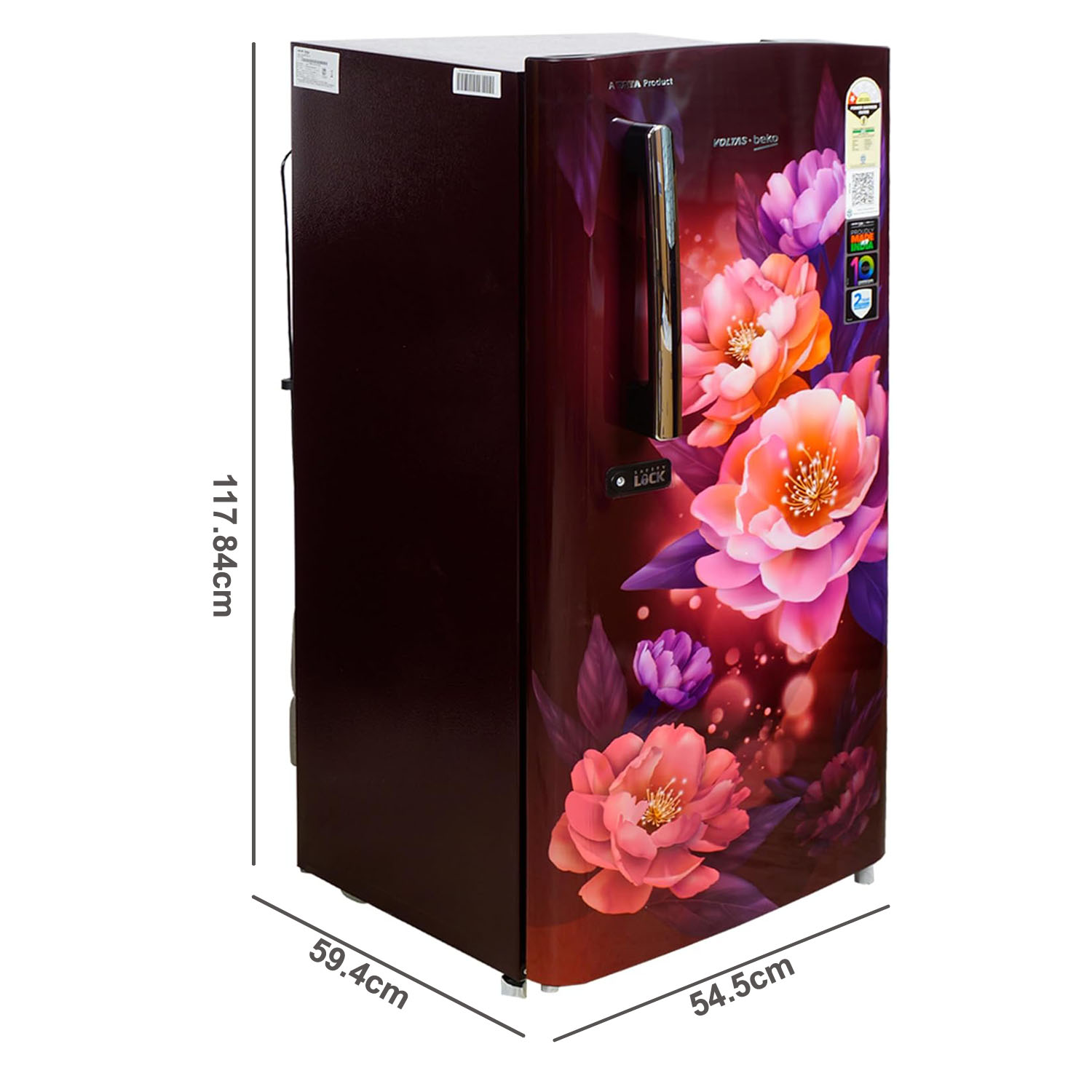 Voltas Beko 175 Litre 1 Star Single Door Refrigerator with Fresh Box and Stabilizer Free Operation, Peony Wine, RDC208E/SOPWE Voltas Beko 175 Litre 1 Star Single Door Refrigerator with Fresh Box and Stabilizer Free Operation, Peony Wine, RDC208E/SOPWE