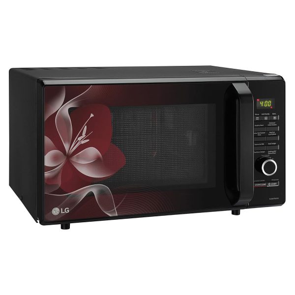 LG MJ2887BWUM, 28 Litre Convection Microwave with Charcoal Heater ,360 Degree Motorised Rotisserie and Stainless Steel Cavity, Floral Wine