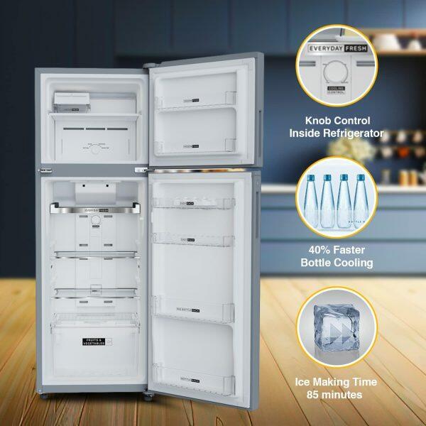 Whirlpool NEO DF278 PRM, 235 L 2 Star Frost Free Double Door Refrigerator, Freezer 56 Ltr, 10 Years Warranty on Compressor, Brushed Gold