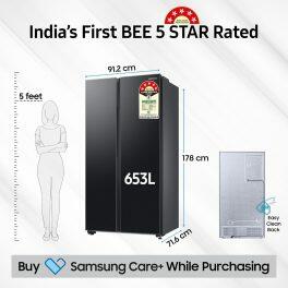 Samsung 653L Side by Side Refrigerator (RS76CG8115B1, Matt Black)