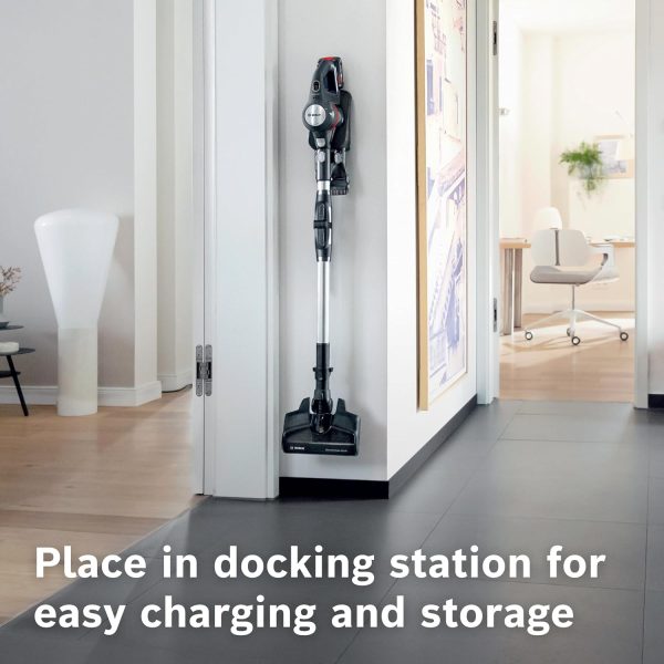Bosch BCS711AIN, Cordless Vacuum Cleaner with Rechargeable Battery, LED Lighting with 90% Bendable and Nozzle Foot Release, Graphite Black
