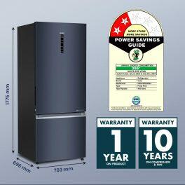 Haier 445 Litre 2 Star Bottom Mount Refrigerator, Inox Steel (HRB-4952BGK)