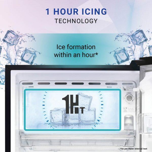 Haier HRD-2353PMD, 215 Litre 3 Star Single Door Refrigerator with Base Drawer and 1 Hour Icing Technology, Marine Dahelia