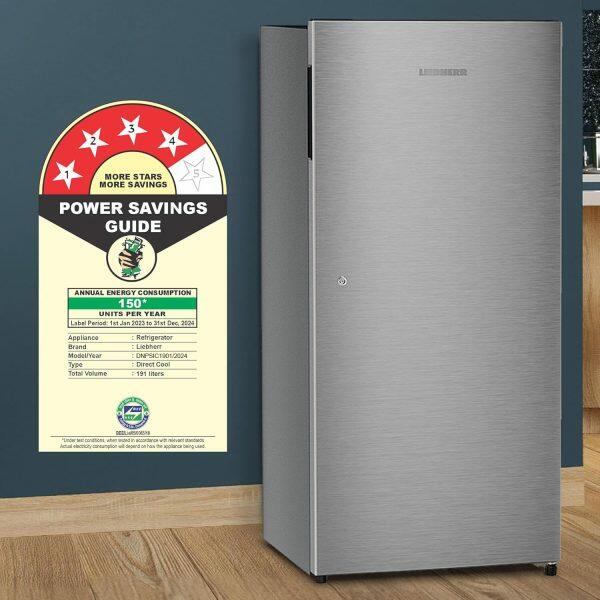 Liebherr DNPSIC 1901, 191L 3 Star Inverter, Direct Cool Single Door Refrigerator, 20 Years Warranty on Compressor, Freezer 22 L, Silver Steel