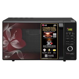 LG MJ2887BWUM, 28 Litre Convection Microwave with Charcoal Heater ,360 Degree Motorised Rotisserie and Stainless Steel Cavity, Floral Wine