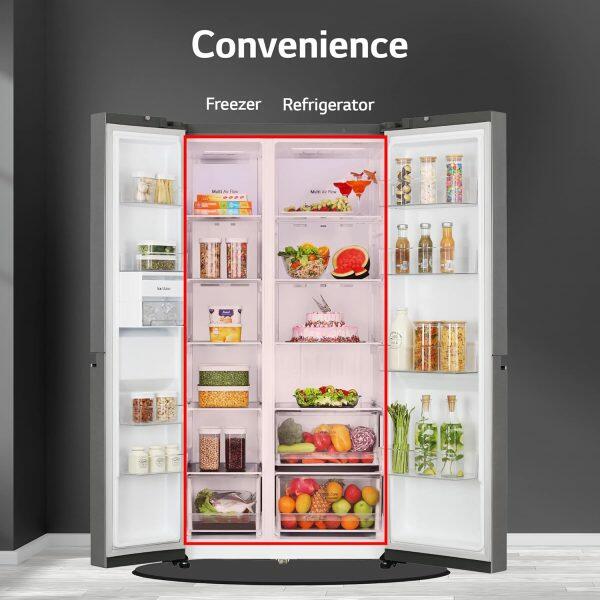 LG 655L Side by Side Refrigerator (GL-B257HDSY, Dazzle Steel)