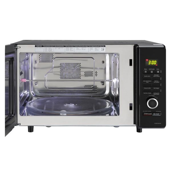 LG MJ2887BWUM, 28 Litre Convection Microwave with Charcoal Heater ,360 Degree Motorised Rotisserie and Stainless Steel Cavity, Floral Wine