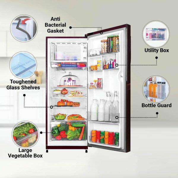 Haier HRD-2353CRO, 215 Litre 3 Star Single Door Refrigerator with 1 Hour Icing Technology, Red Opal