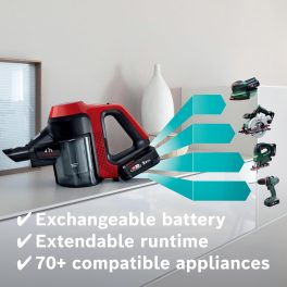 Bosch BCS71PETIN, Cordless Vacuum Cleaner specializing Animal Cleaning with Rechargeable Battery, Flex Tube and LED Lighting, Tornado Red