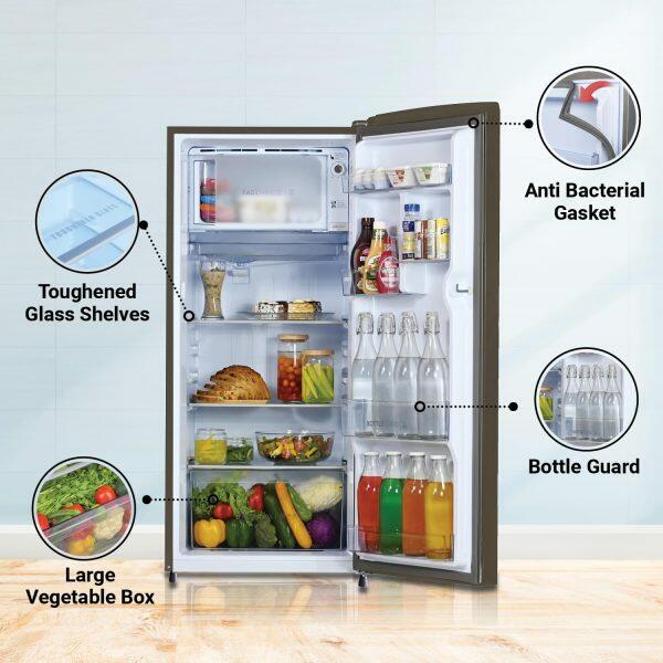 Haier HRD-2353BIS, 215 Litre 3 Star Single Door Refrigerator with 1 Hour Icing Technology, Inox Steel