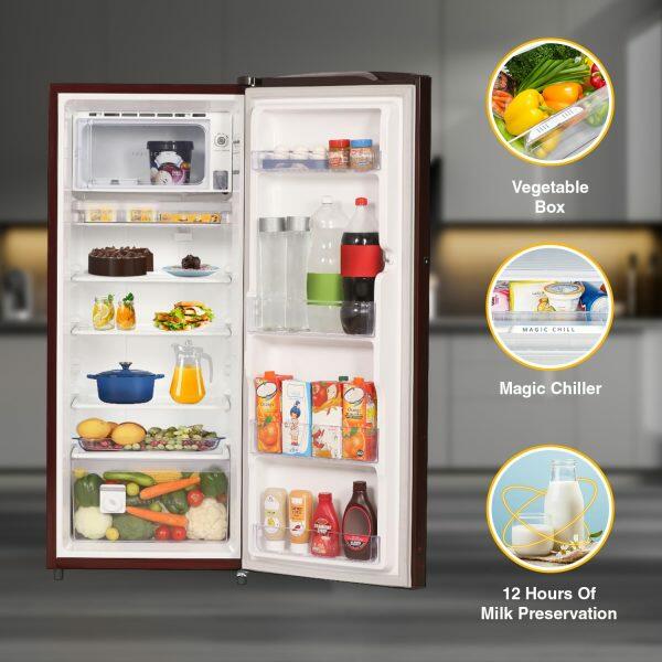 Whirlpool 200 IMPC PRM, 180L 1 Star Direct-Cool Single Door Refrigerator, 10 Years Warranty on Compressor, Wine Gloria