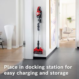 Bosch BCS71PETIN, Cordless Vacuum Cleaner specializing Animal Cleaning with Rechargeable Battery, Flex Tube and LED Lighting, Tornado Red