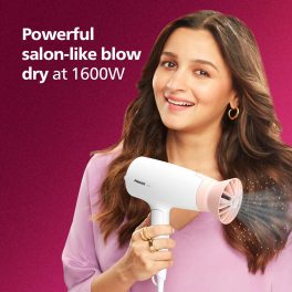 Philips BHD308/30, 1600 Watt Hair Dryer with 3 drying Setting, Thermoprotect temperature Setting and foldable handle, White