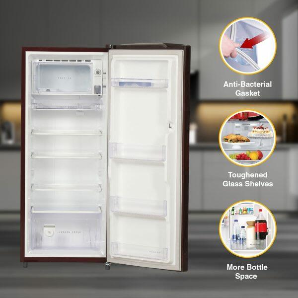 Whirlpool 200 IMPC PRM, 180L 1 Star Direct-Cool Single Door Refrigerator, 10 Years Warranty on Compressor, Wine Gloria