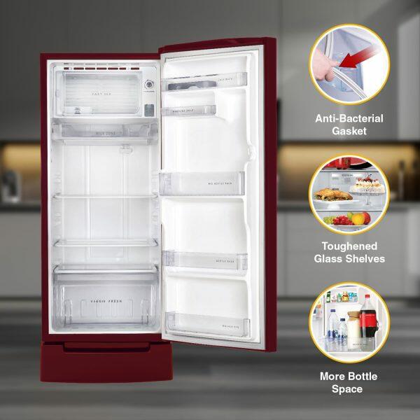 Whirlpool 215 IMPRO ROY, 192 L 3 Star Icemagic Pro Inverter Direct-Cool Single Door Refrigerator, With Base Drawer, Wine Peony