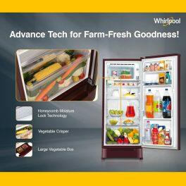 Whirlpool 215 IMPC ROY, 192L 3 Star Single Door Refrigerator, With Base Drawer, 10 Years Warranty on Compressor, Wine Flower Rain