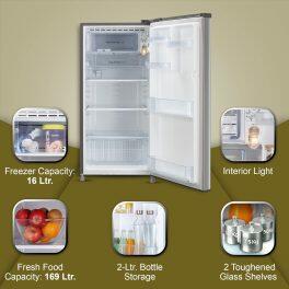 LG 185L 3 Star Single Door Refrigerator (GL B199OPZD, Shiny Steel)